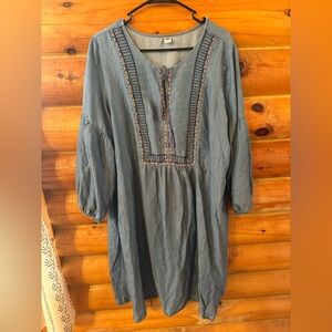 Denim dress with embroidery